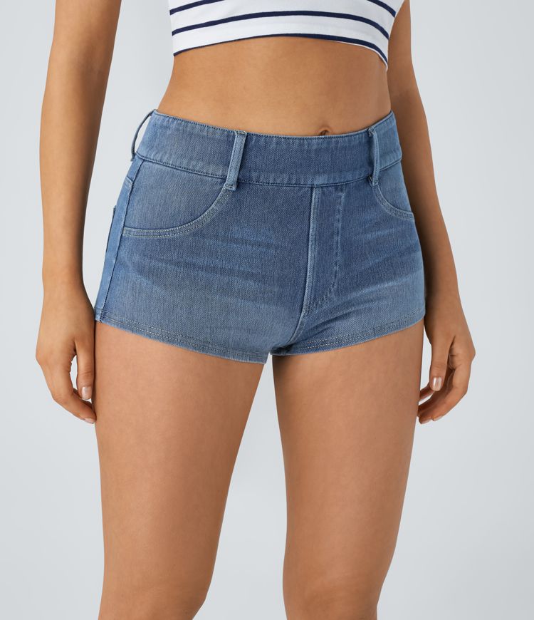 High-Waisted Cheeky Denim Shorts | Stretch Cotton | Trendy and Comfortable