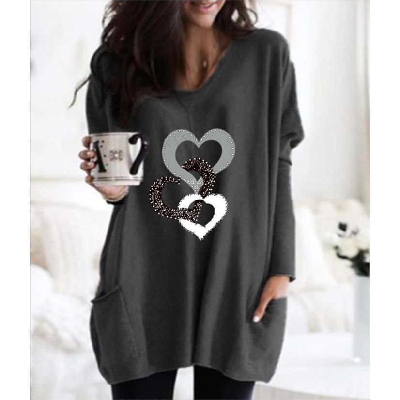 Oversized Heart-Print Top | Relaxed Fit | Casual Comfort