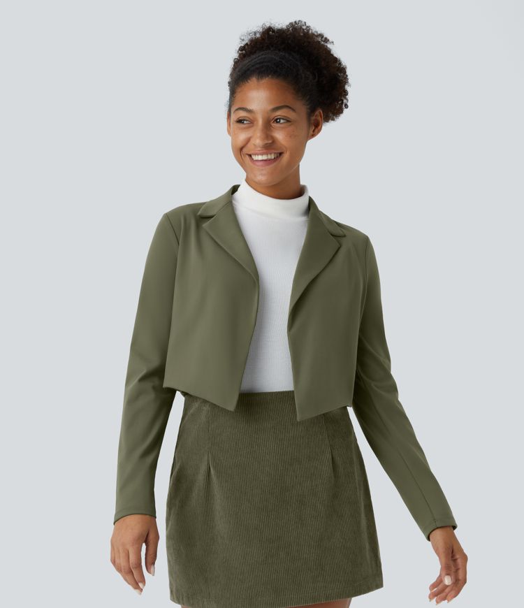 Cropped Olive Blazer | Modern Tailoring | Sleek & Versatile