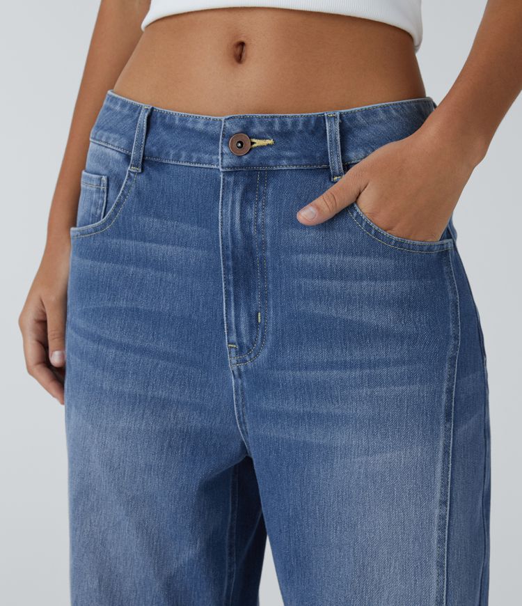 Classic Straight-Leg High-Waisted Jeans | Mid-Wash Denim | Timeless Everyday Wear