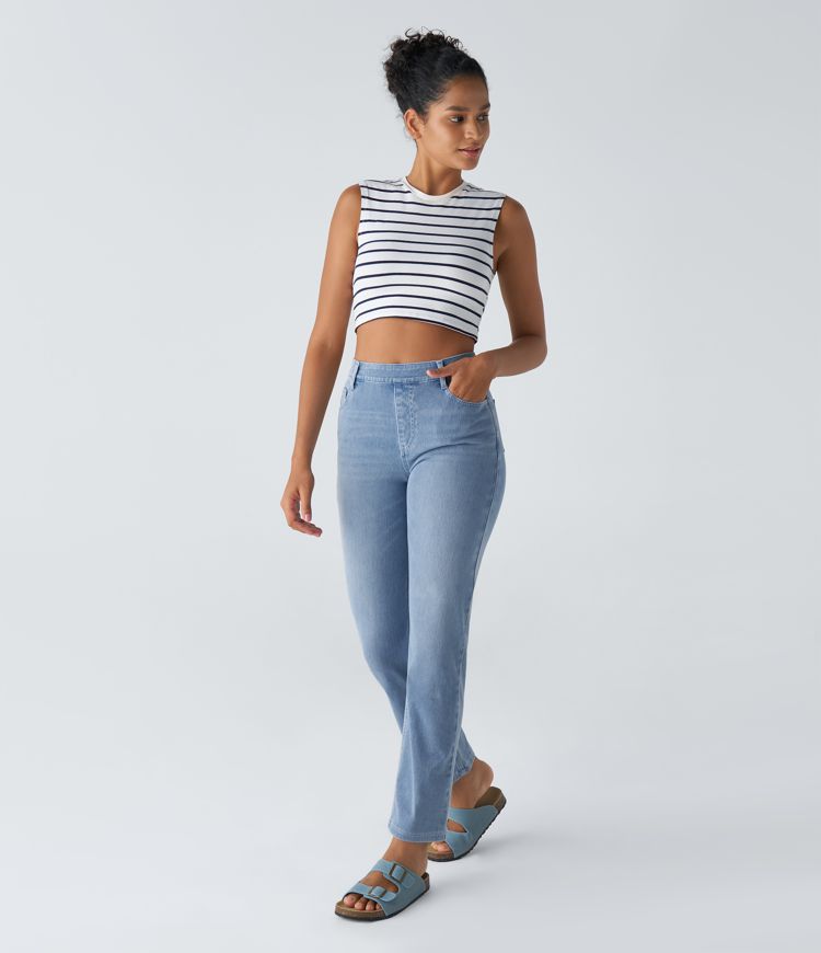 High-Waisted Slim-Fit Jeans | Light Blue | Stretch Comfort