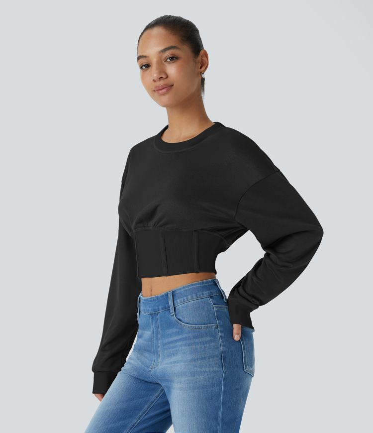 Cropped Black Sweater | Fitted Waist | Trendy and Comfortable