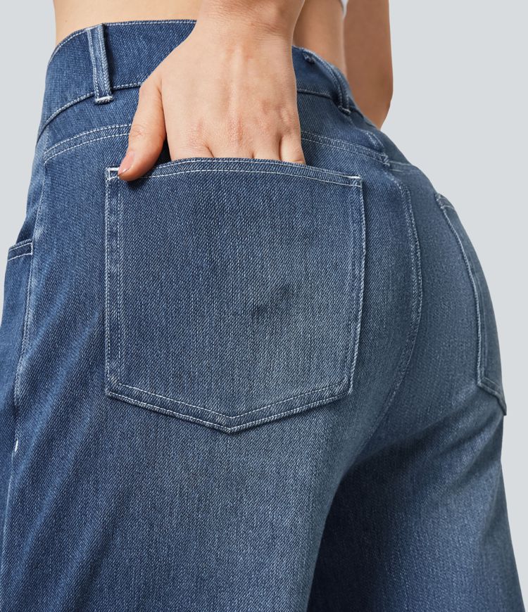 High-Waisted Button-Front Wide-Leg Jeans | Denim | Modern and Relaxed