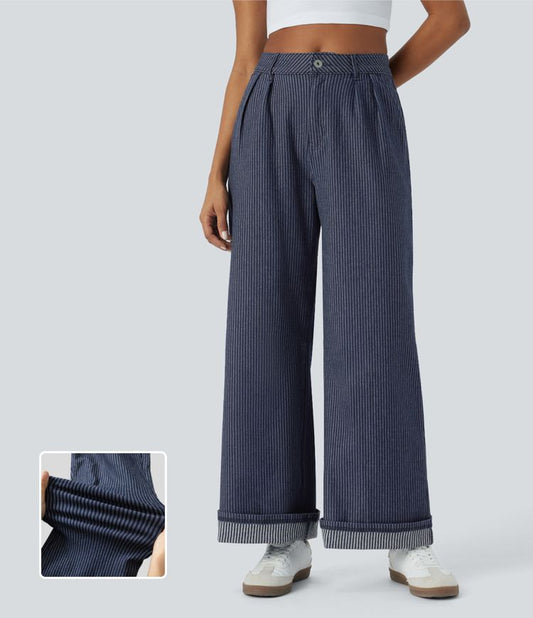 High-Waisted Wide-Leg Pants | Navy | Lightweight and Stylish