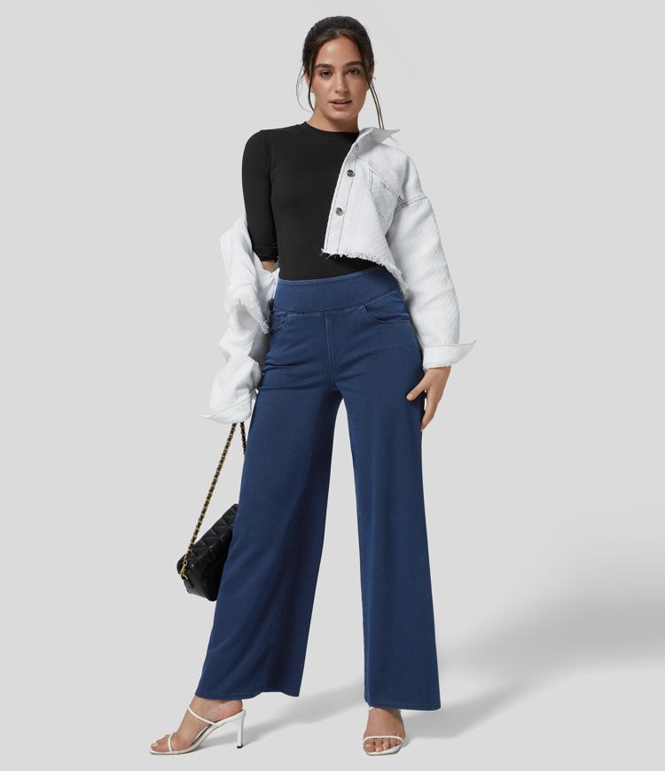 High-Waisted Wide-Leg Jeans | Pull-On | Comfortable and Elegant