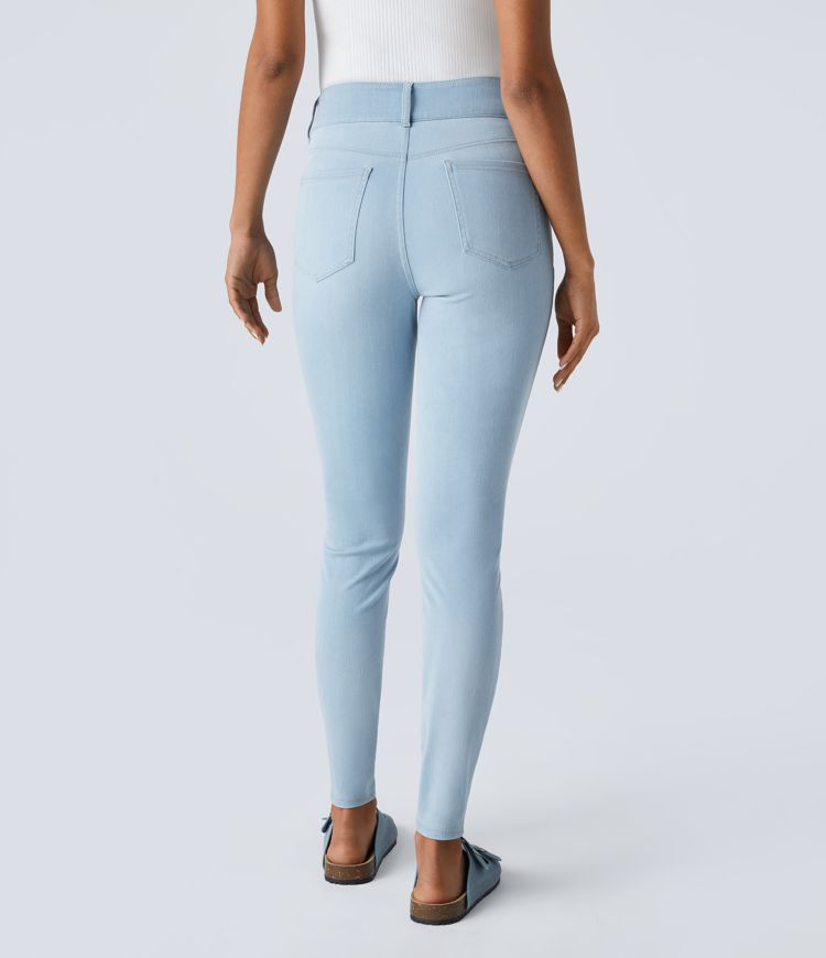 High-Waisted Button-Front Skinny Jeans | Stretch Denim | Comfortable and Trendy