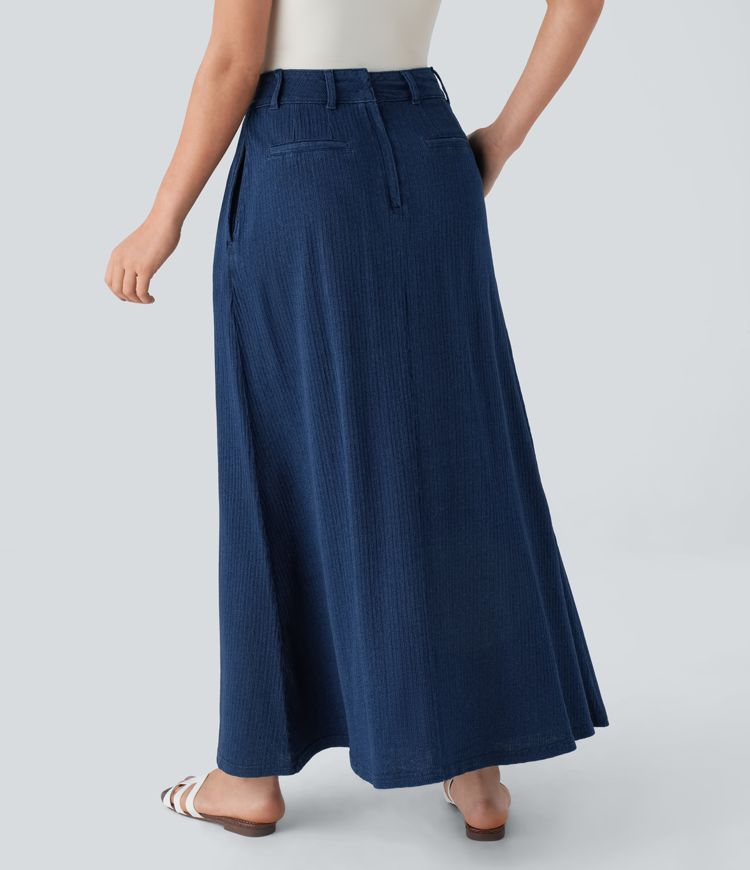 A-Line Denim Maxi Skirt | Cotton | Timeless and Versatile