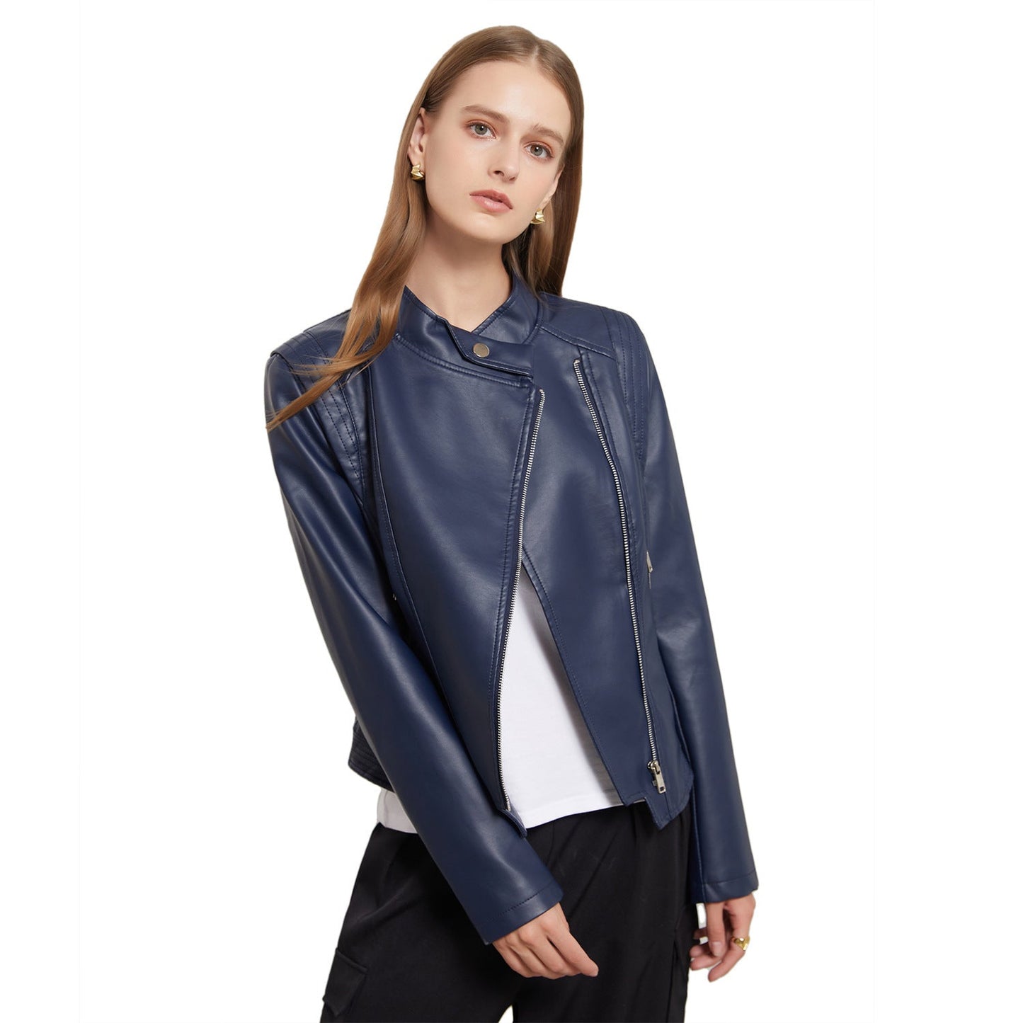 Fitted Leather Jacket | Tailored Fit | Zip Accent