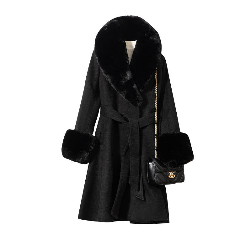 Faux Fur-Trimmed Wool-Blend Coat | Fit-and-Flare | Winter Elegance