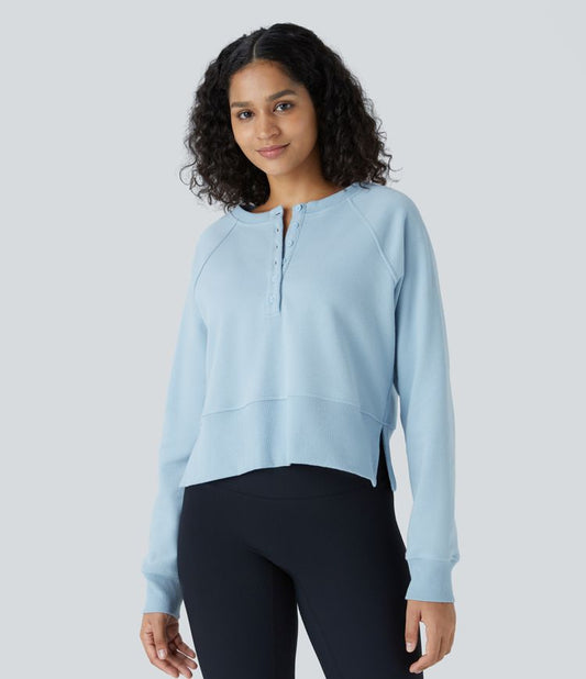 High-Low Zip Pullover | Cotton-Blend | Modern and Comfortable