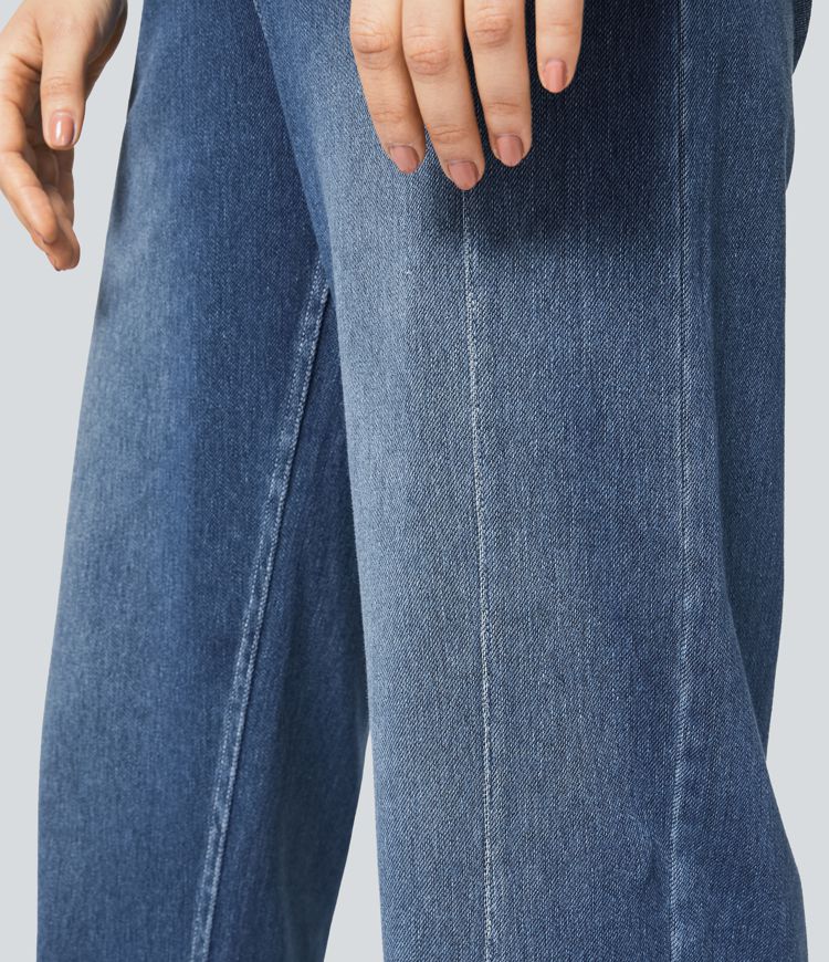 High-Waisted Button-Front Wide-Leg Jeans | Denim | Modern and Relaxed