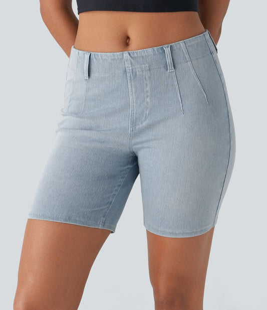 High-Waisted Bermuda Denim Shorts | Stretch Cotton | Stylish and Comfortable