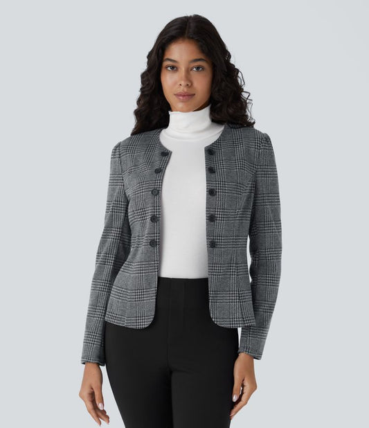 Double-Breasted Plaid Blazer | Grey | Timeless and Sophisticated