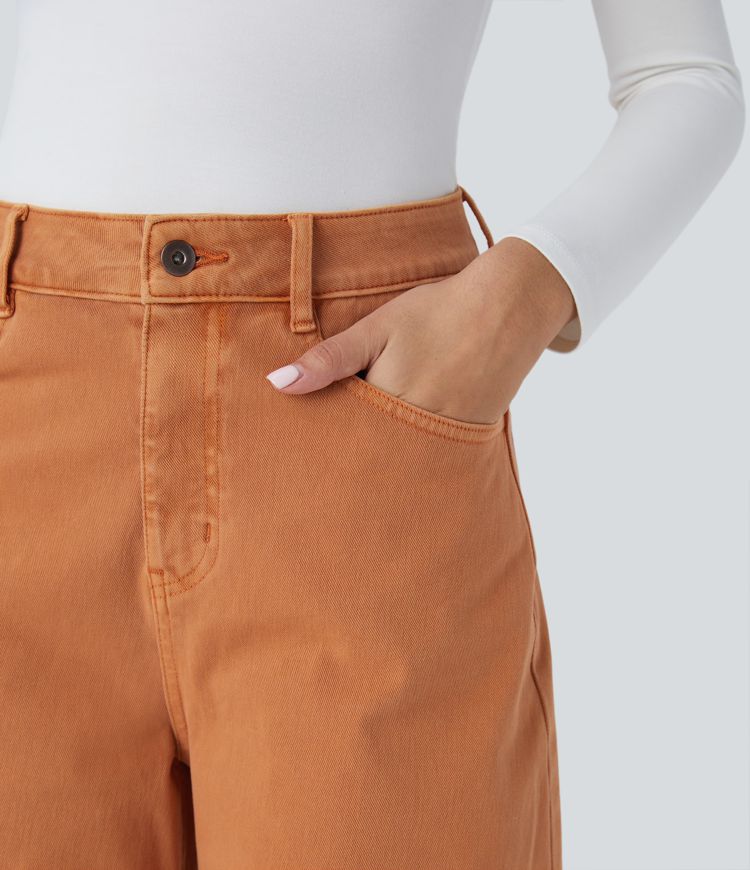 Wide-Leg Cotton Pants | High-Waisted | Terracotta Trend