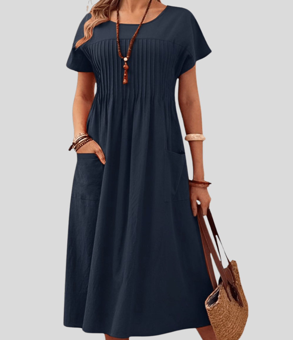 Leonie | Pleated Pocket Midi Dress