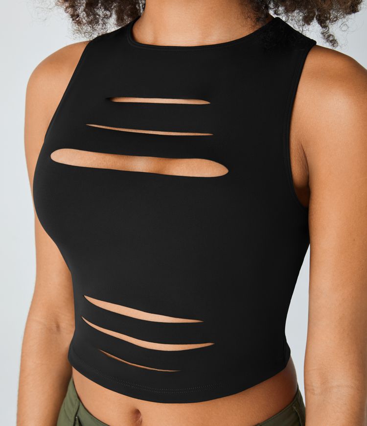 Cut-Out Sleeveless Crop Top | Slim Fit | Edgy and Modern