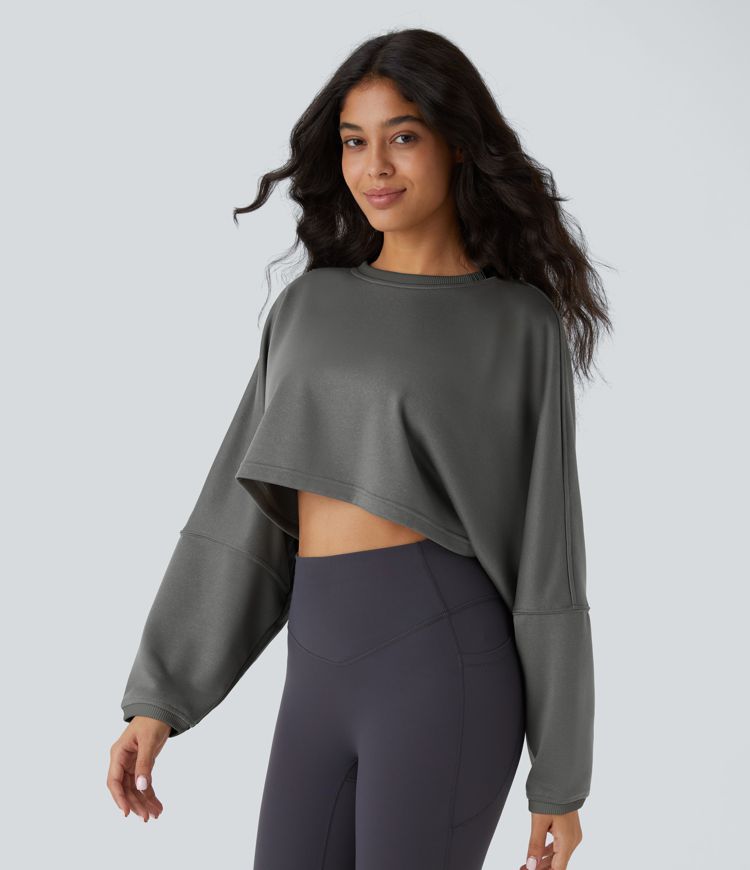 Cropped Long-Sleeve Sweatshirt | Lightweight and Stylish | Relaxed Fit