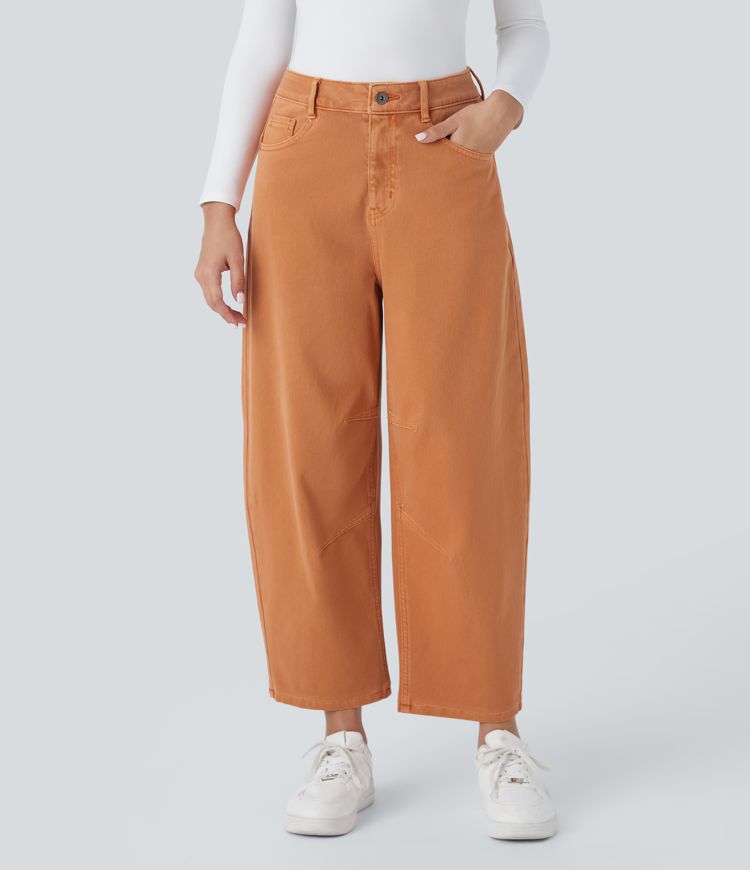 Wide-Leg Cotton Pants | High-Waisted | Terracotta Trend