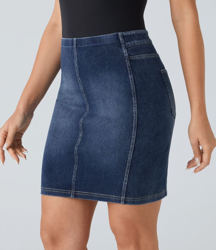 High-Waisted Denim Pencil Skirt | Stretch Cotton | Classic and Stylish