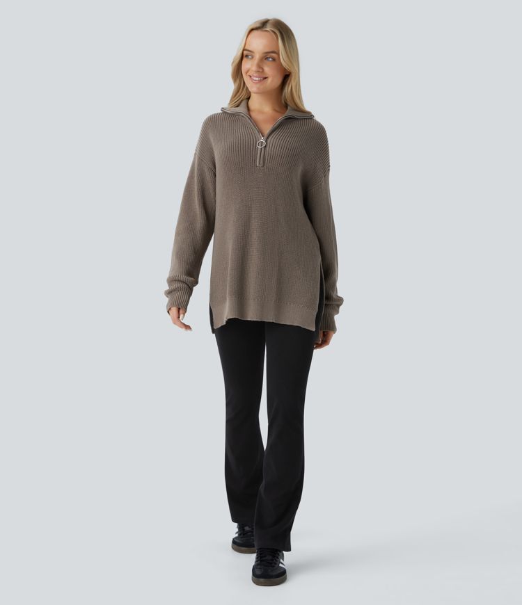 Half-Zip Knit Sweater | Relaxed Fit | Soft Cotton Blend