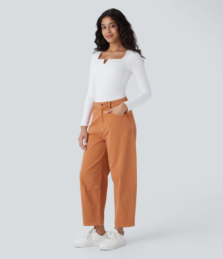 Wide-Leg Cotton Pants | High-Waisted | Terracotta Trend