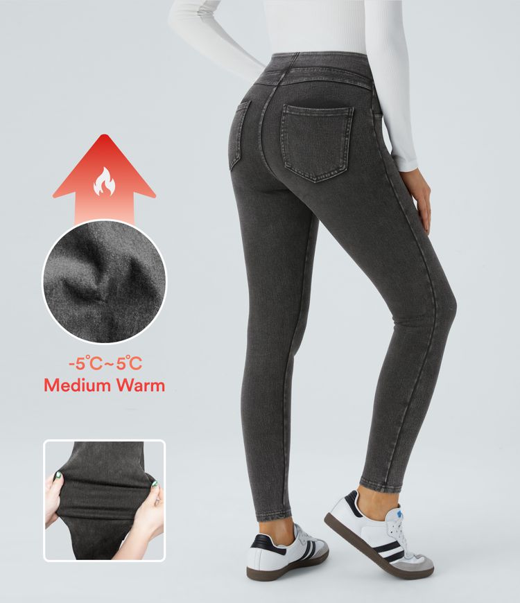 Fleece-Lined High-Waisted Jeggings | Stretch Denim | Warm and Stylish