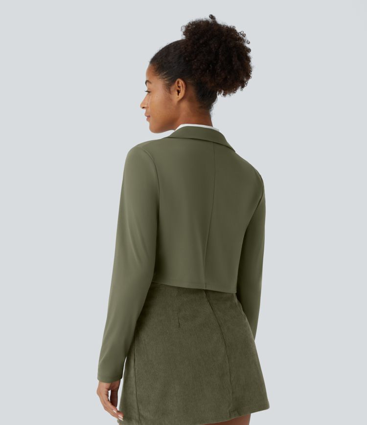 Cropped Olive Blazer | Modern Tailoring | Sleek & Versatile