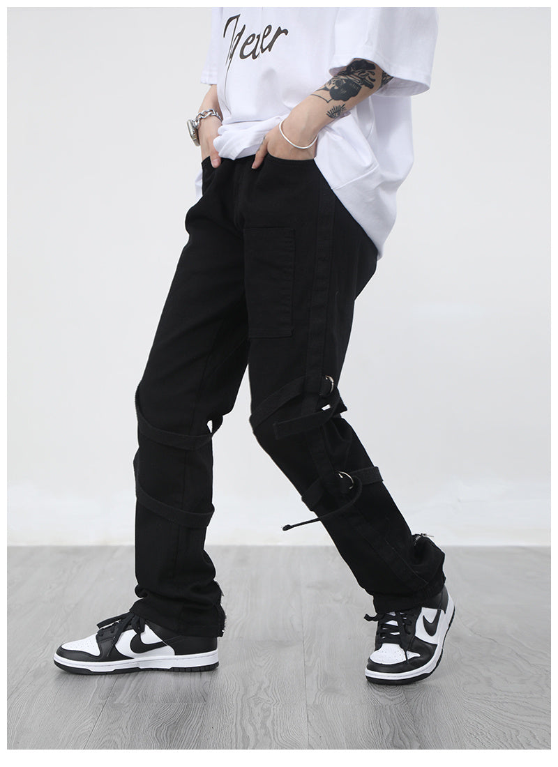 Black Cargo Pants | Utility Streetwear | Adjustable and Stylish