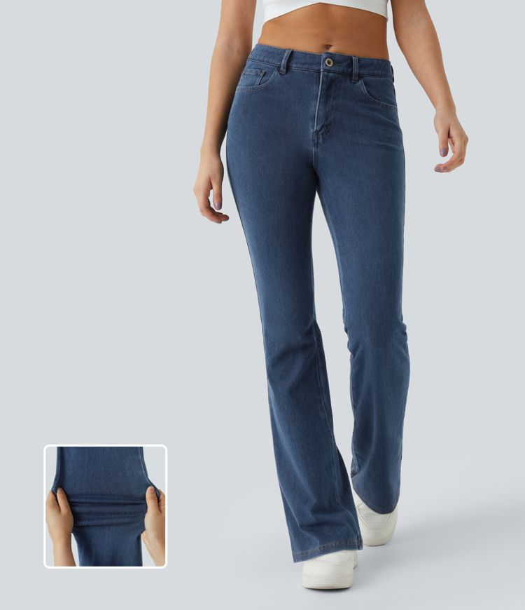 High-Waisted Pull-On Bootcut Jeans | Stretch Denim | Sleek and Versatile