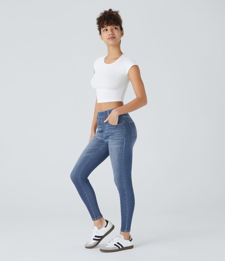 High-Waisted Skinny Jeans | Light Blue Denim | Stretch Fit