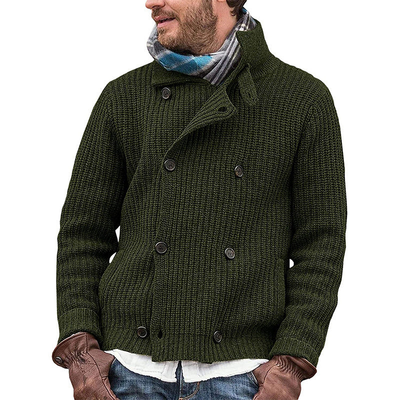 Men's Double-Breasted Knit Jacket | Warm Ribbed Design | Sophisticated and Durable