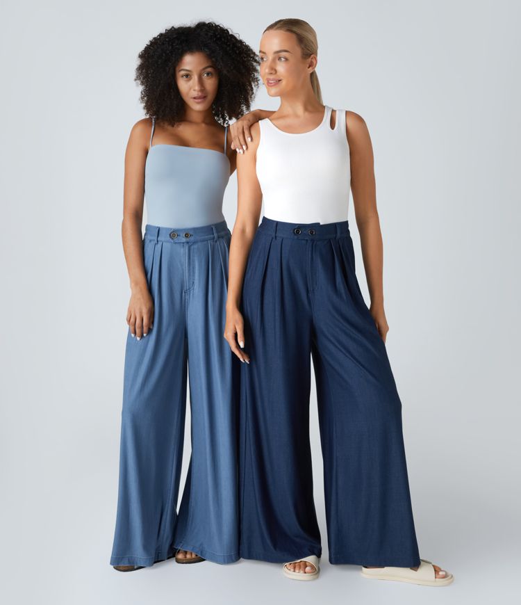 Wide-Leg Navy Pants | Tencel | Lightweight and Versatile