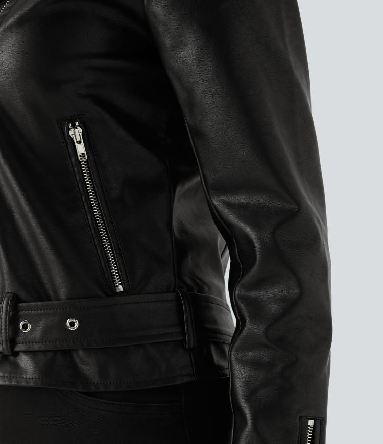 Faux Leather Biker Jacket | Black | Chic and Timeless