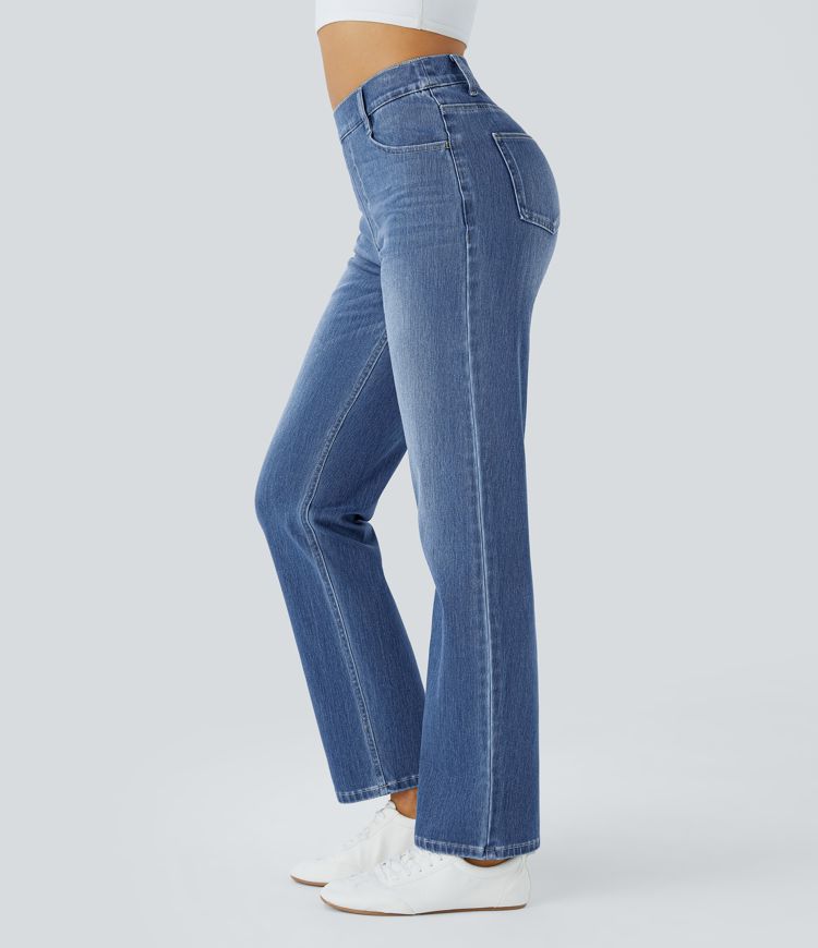 High-Rise Straight-Leg Jeans | Stretch Denim | Classic and Comfortable