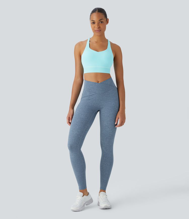 High-Waisted V-Shaped Leggings | Stretch Fit | Light Blue