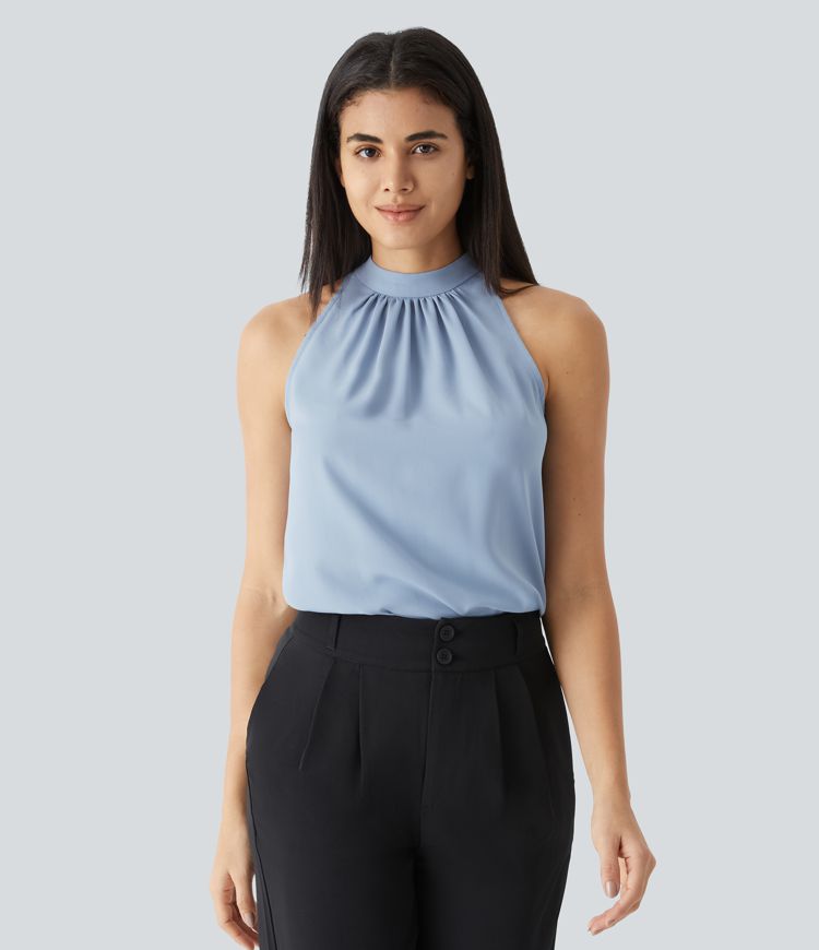 High-Neck Pleated Blouse | Elegant | Sophisticated and Versatile