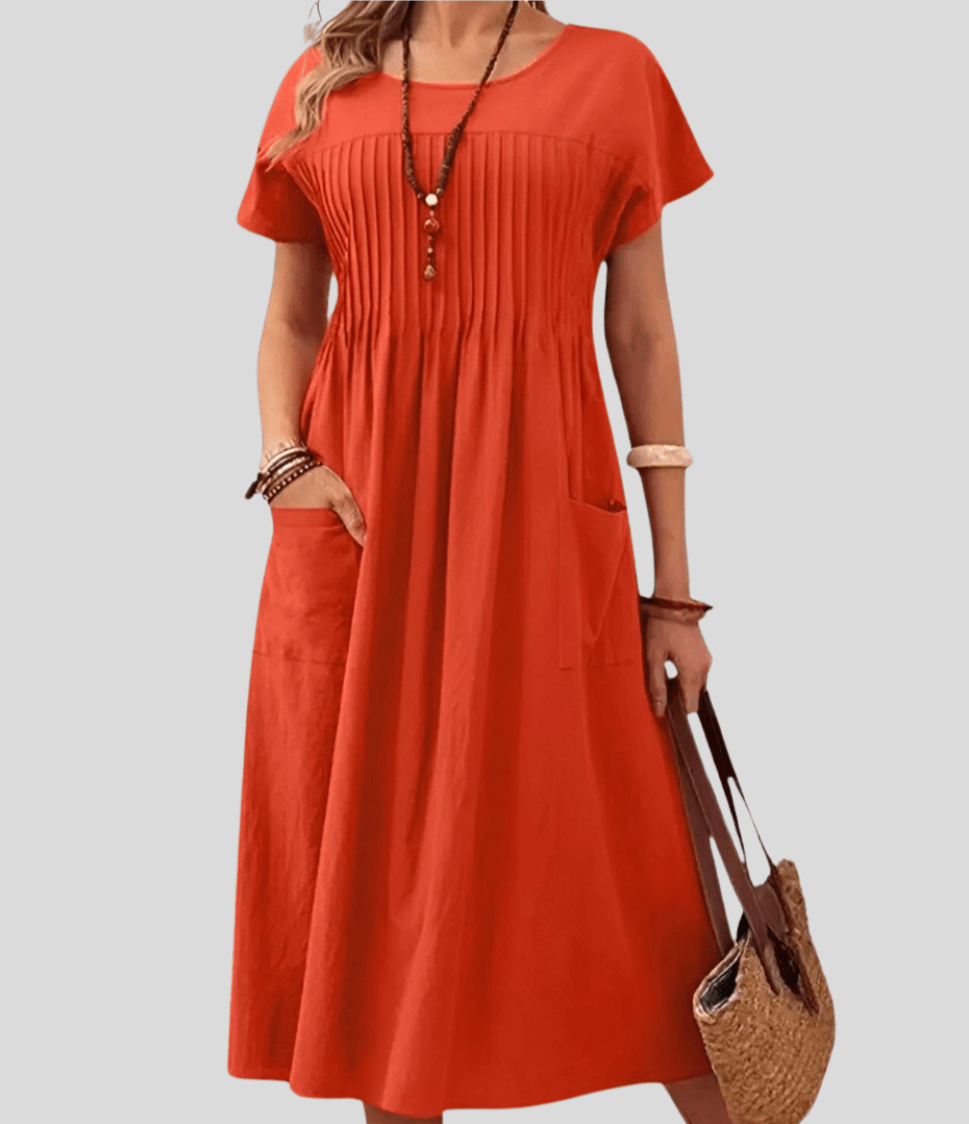 Leonie | Pleated Pocket Midi Dress
