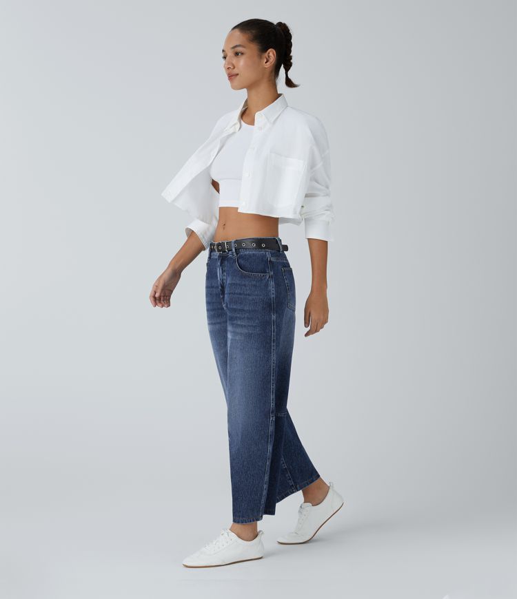 Relaxed Fit High-Waisted Jeans | Dark Wash Denim | Casual Everyday Style