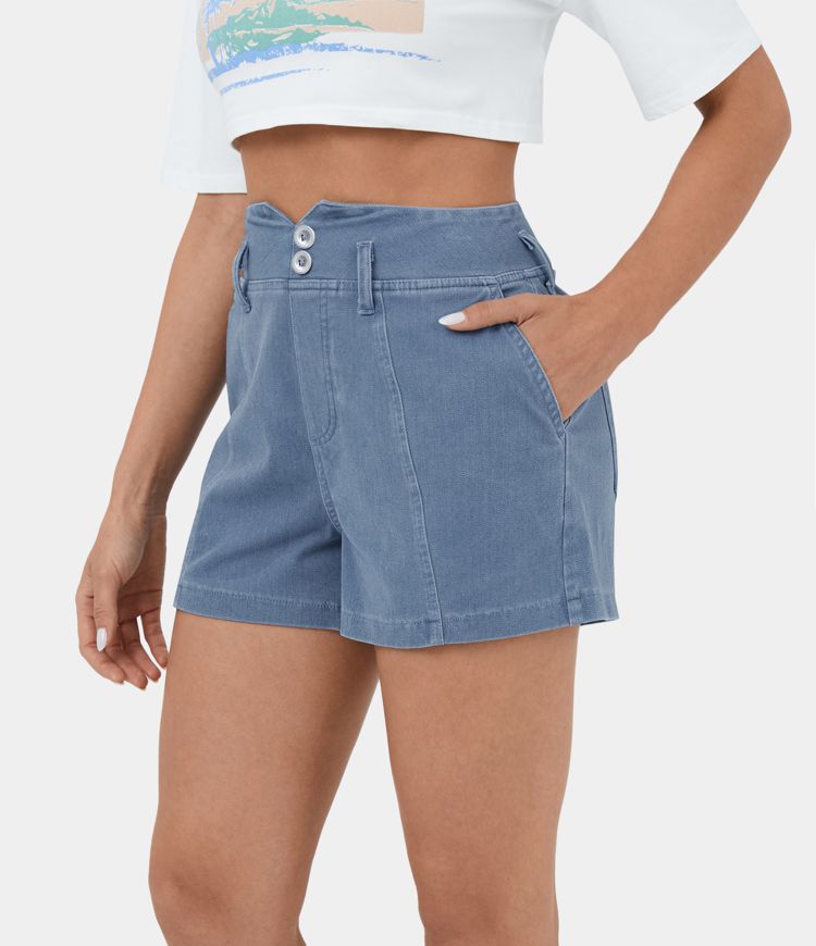 High-Waisted Denim Shorts | Light Wash | Relaxed Fit | Summer Casual Style