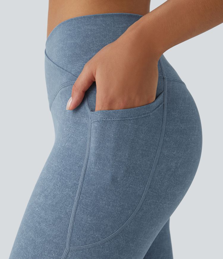 High-Waisted V-Shaped Leggings | Stretch Fit | Light Blue