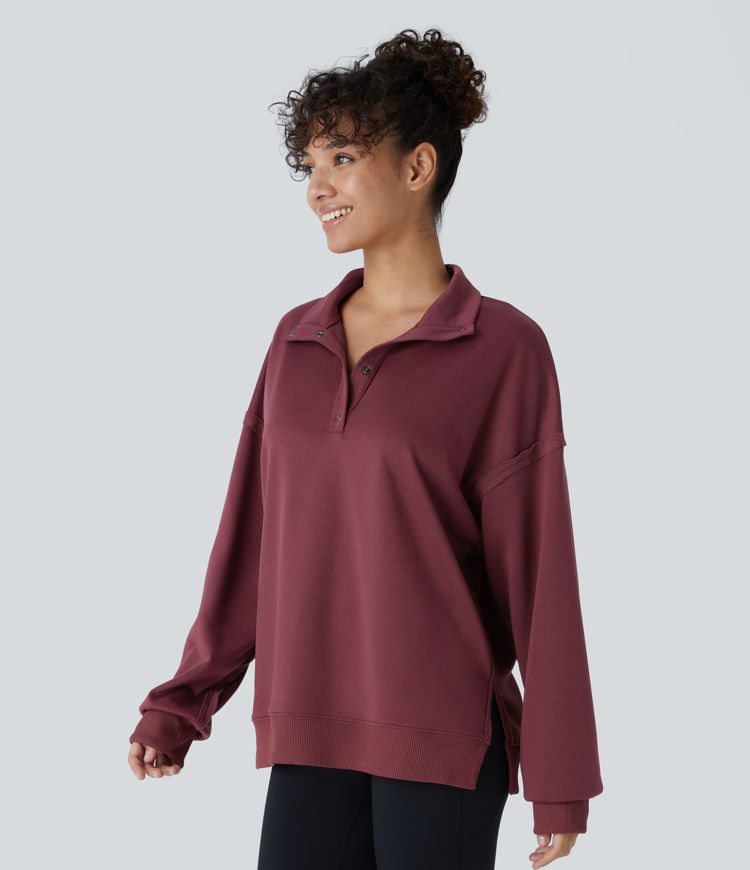 Half-Zip Funnel Neck Pullover | Cotton-Blend | Relaxed and Versatile