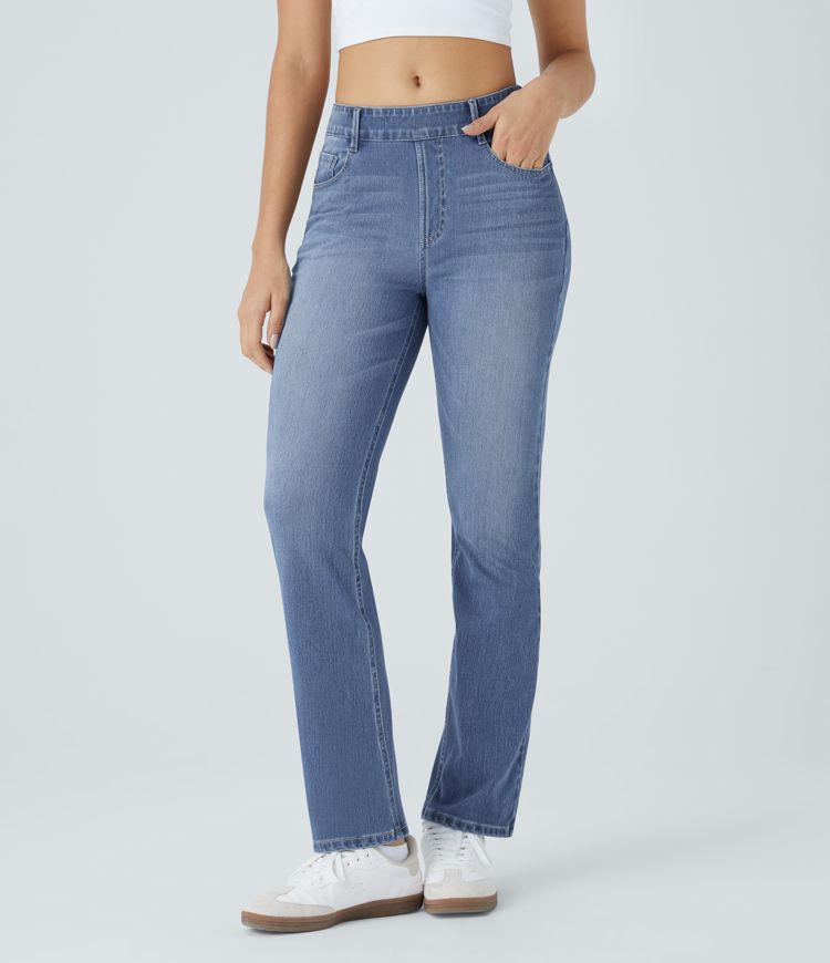 Bootcut Stretch Denim Jeans | Light Blue Wash | Flattering Fit