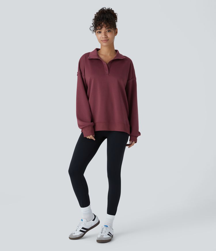 Half-Zip Funnel Neck Pullover | Cotton-Blend | Relaxed and Versatile