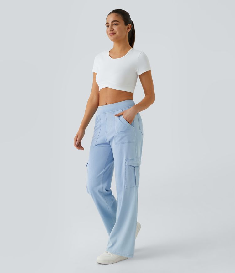 High-Waisted Wide-Leg Cargo Pants | Cotton-Blend | Relaxed and Trendy