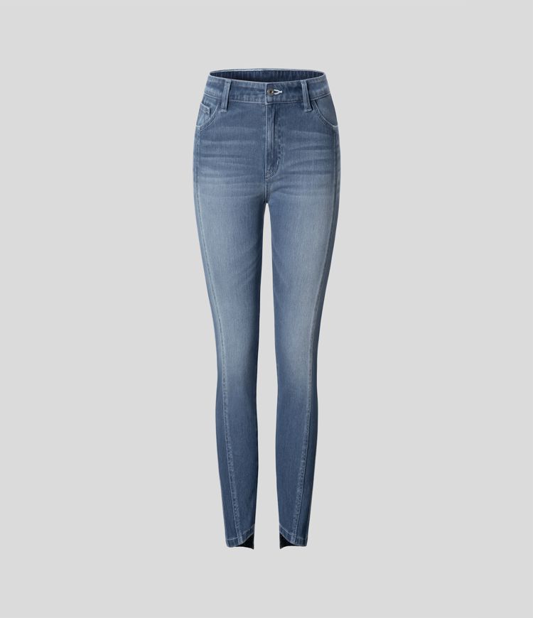 High-Waisted Skinny Jeans with Asymmetrical Hem | Stretch Denim | Modern and Trendy