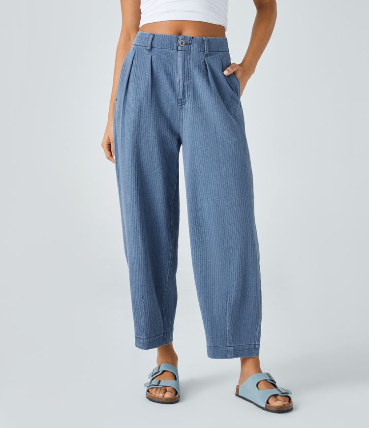 Cropped Tapered Jeans | Cotton Denim | Relaxed and Breezy