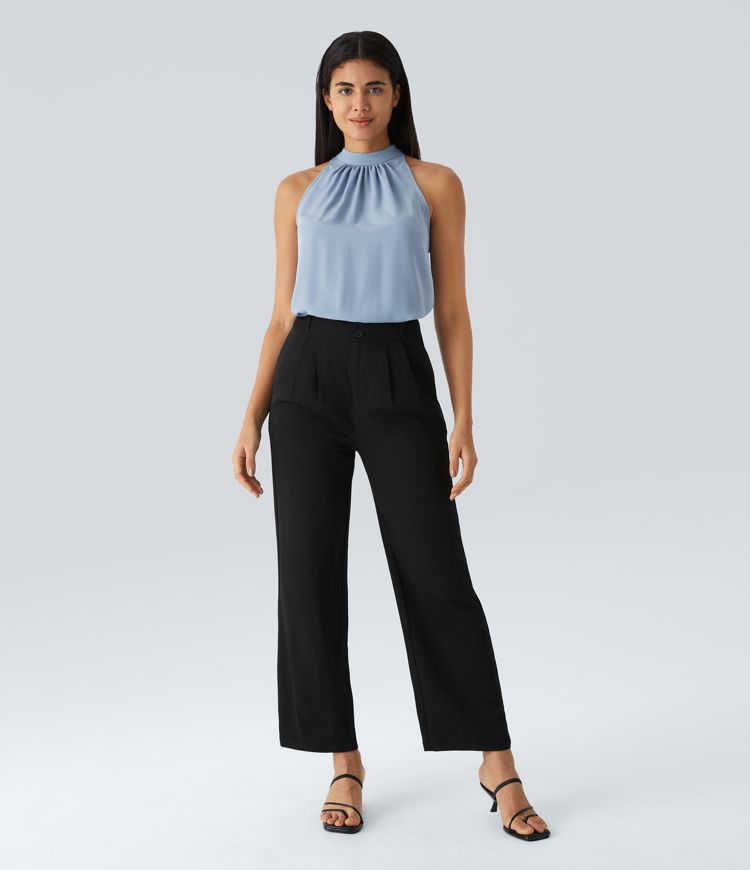 High-Neck Pleated Blouse | Elegant | Sophisticated and Versatile