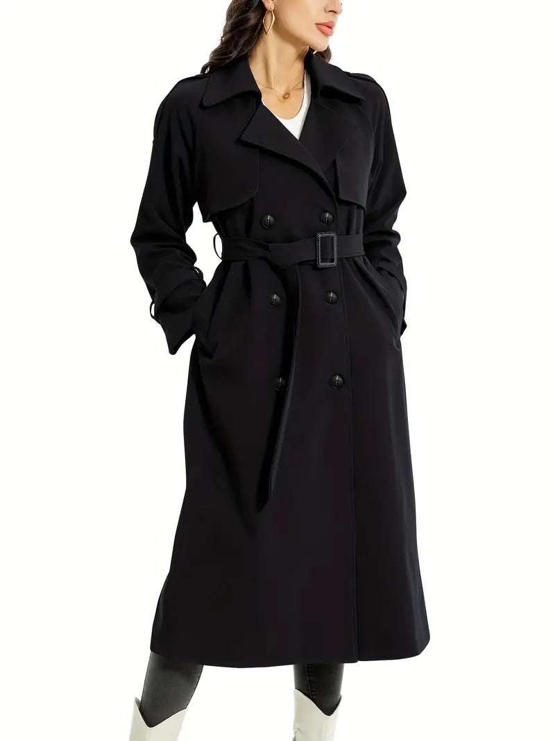 Classic Double-Breasted Trench Coat | Timeless Style | Belted Waist | Formal & Casual Wear