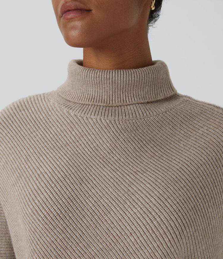 Asymmetrical Turtleneck Sweater | Wool Blend | Modern and Cozy