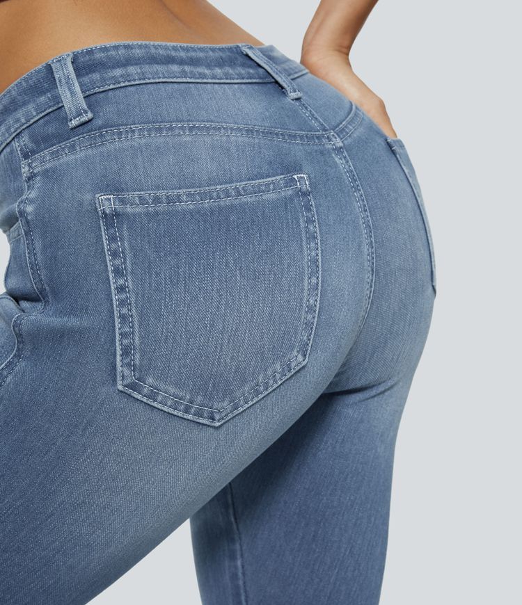 High-Waisted Skinny Jeans with Asymmetrical Hem | Stretch Denim | Modern and Trendy